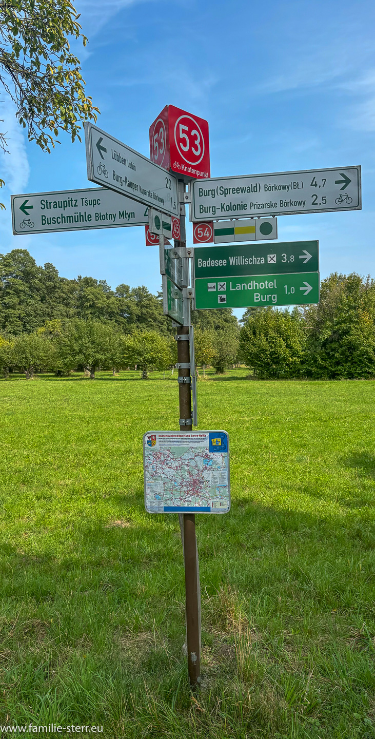 Wanderwegweiser in Burg im Spreewald